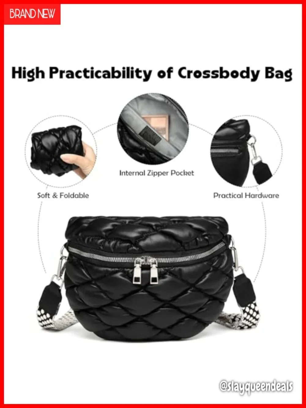 Crossbody Sling Bag Adjustable Strap Faux Leather Shoulder Purse